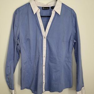 New York & Company blue button down top